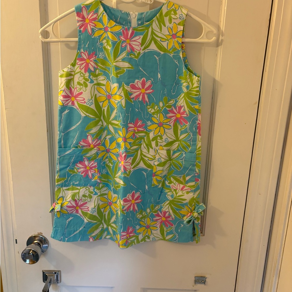 Lilly Pulitzer Floral Sleeveless Dress in Blue and Green